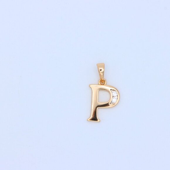"Rose Gold Letter P Pendant with Crystals – 18K Gold Plated Charm, XPPT1365 - Picture 8 of 13